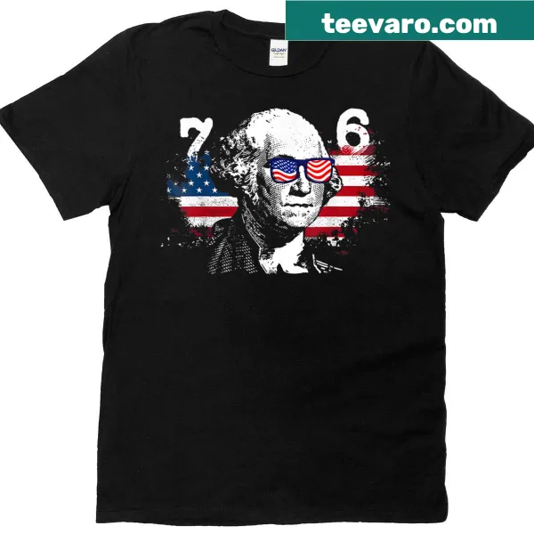 Vintage USA flag design with George Washington and the numbers 6-7 7-6