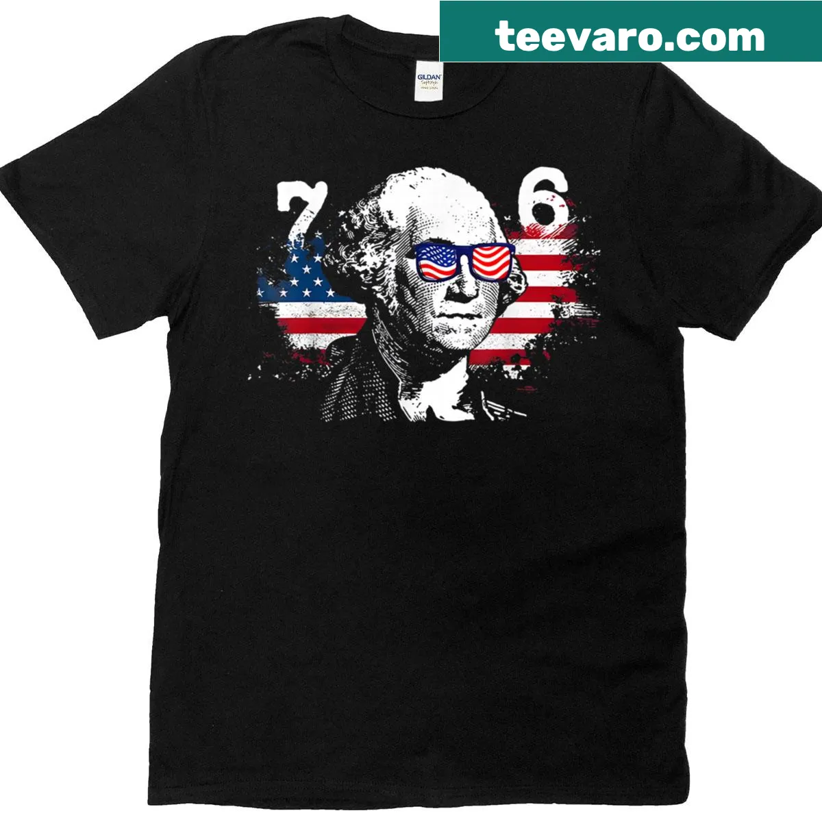 Vintage USA flag design with George Washington and the numbers 6-7 7-6 — on a men's t-shirt