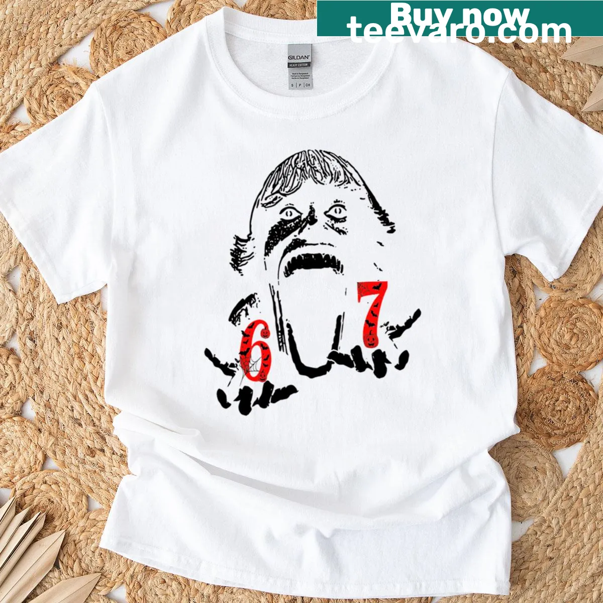 Funny skeleton graphic T-shirt featuring 'Doot Doot' meme — on a men's t-shirt