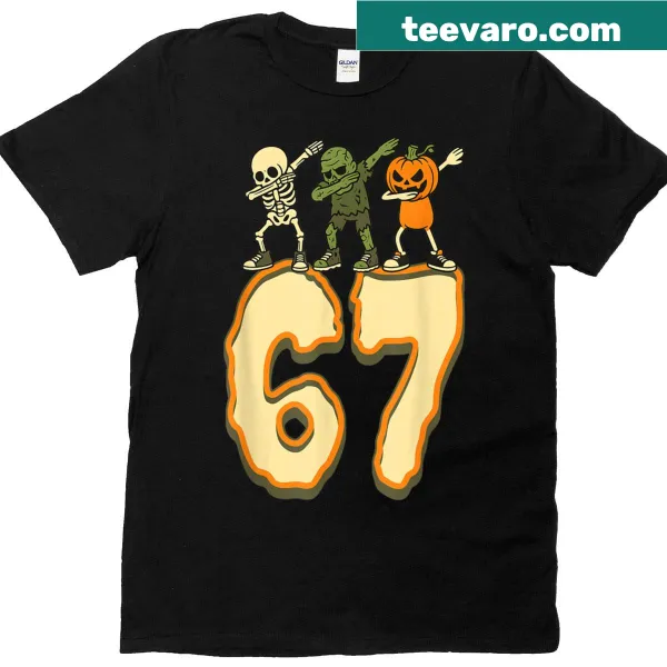 Funny kids t-shirt with a skeleton and numbers 6 and 7