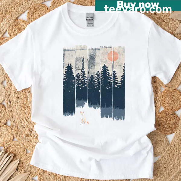 Illustration of a fox in the wild T-shirt