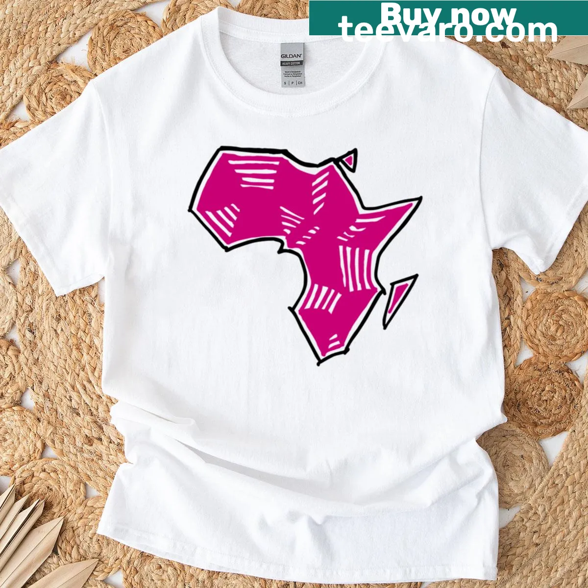 Illustrative Africa-themed graphic t-shirt — on a men's t-shirt