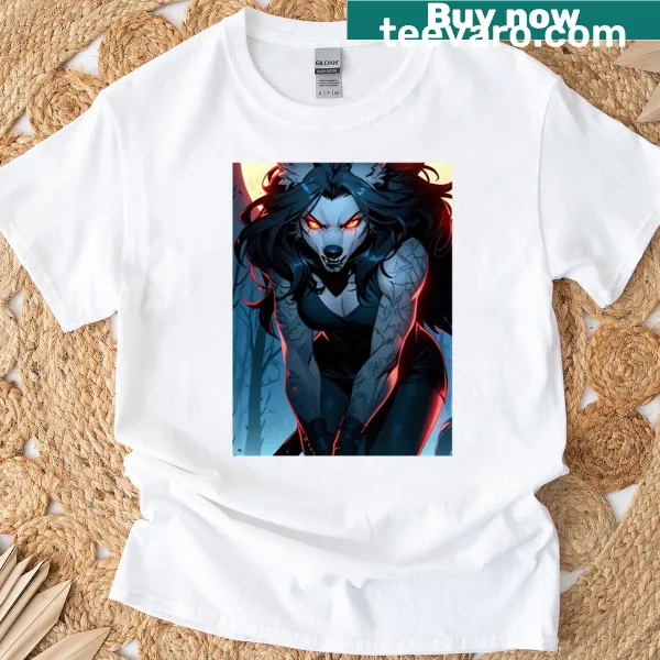 Anime-inspired werewolf t-shirt with detailed illustration