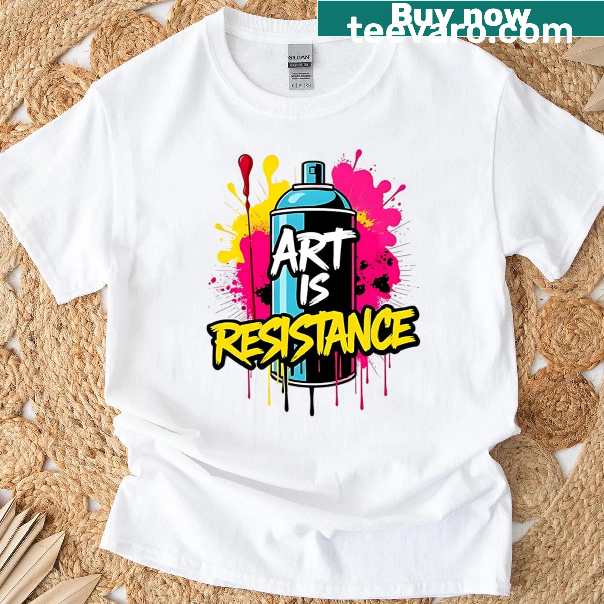 T-shirt with the message 'Art Is Resistance' in bold typography — on a men's t-shirt
