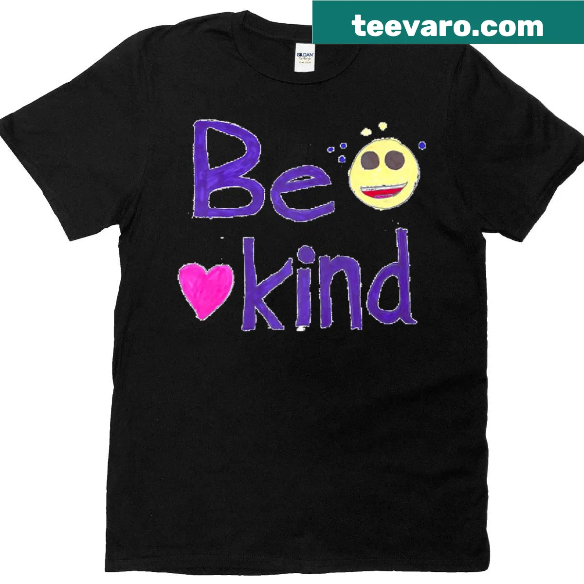 Illustrative T-shirt with the phrase 'Be Kind' — on a men's t-shirt