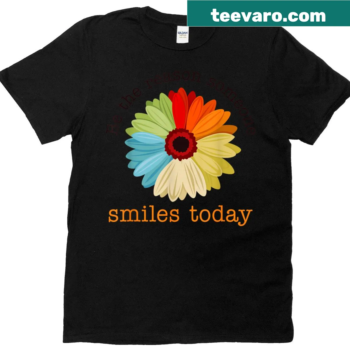 Inspirational typography T-shirt with the phrase Be The Reason Someone Smiles Today. — on a men's t-shirt