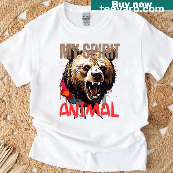 Illustration of a bear representing spirit animal on t-shirt