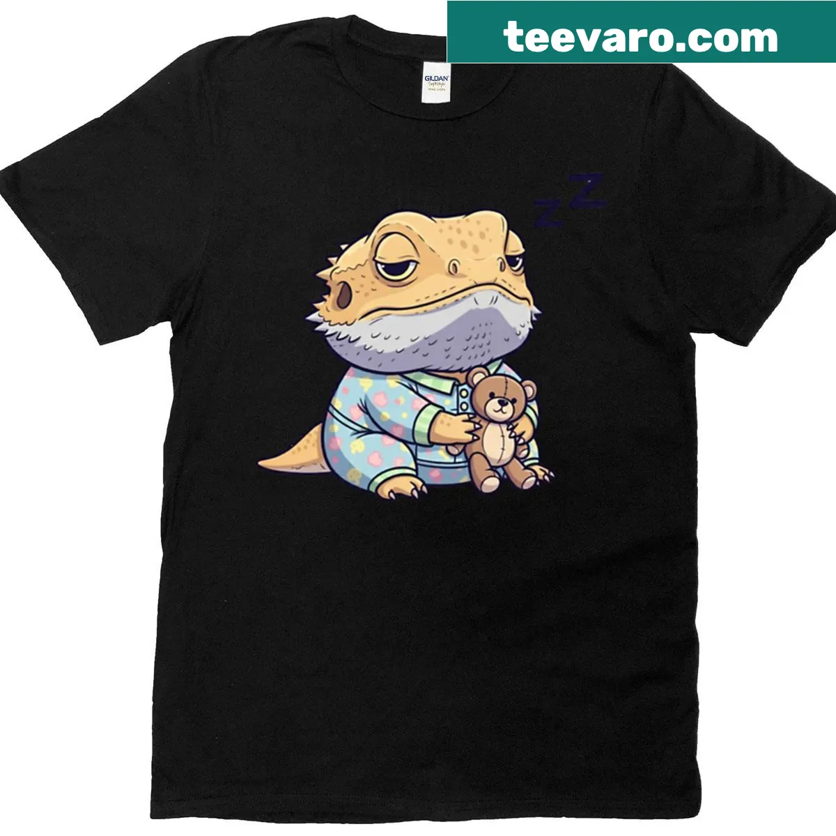 Minimalist silhouette of a bearded dragon T-shirt — on a men's t-shirt