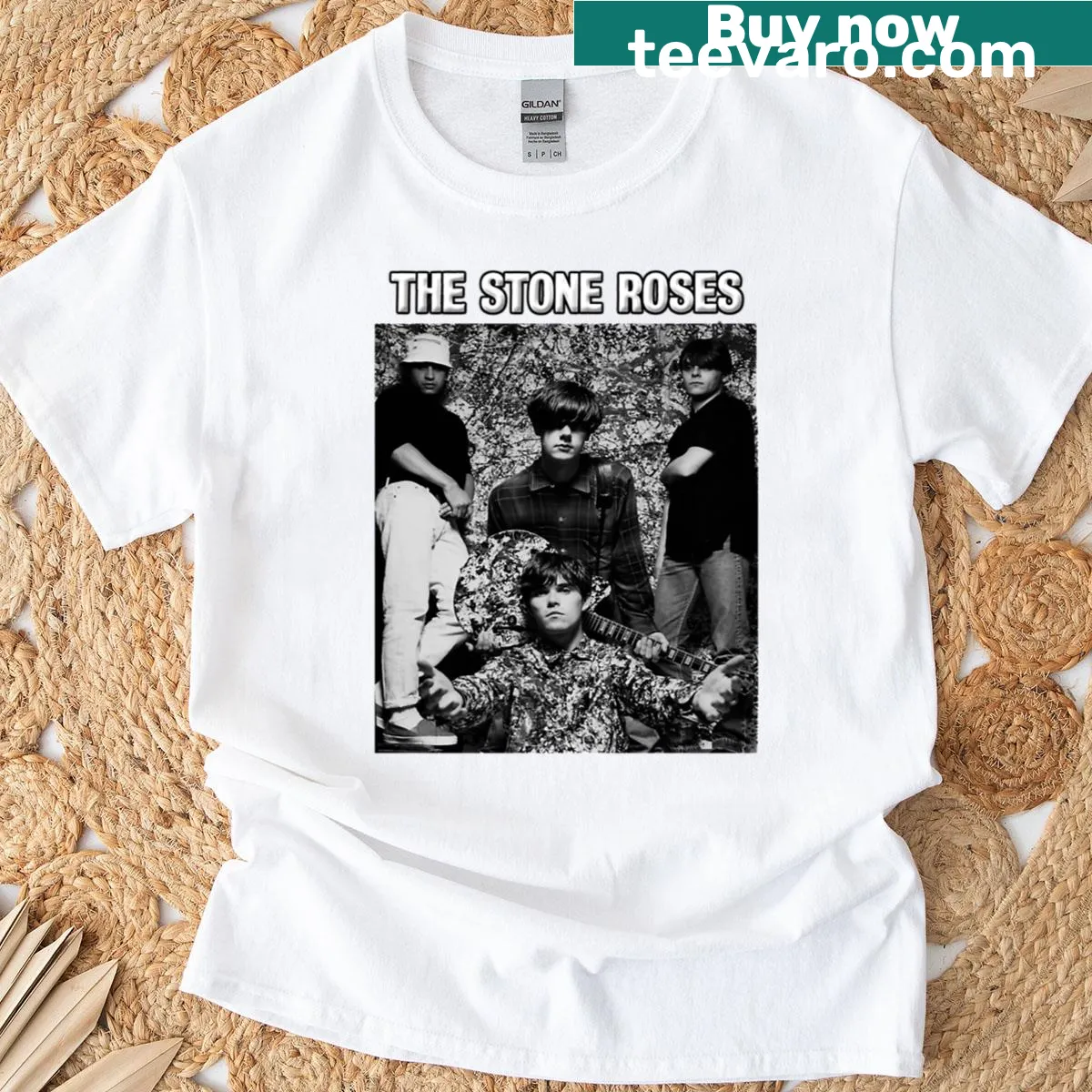 Typography design celebrating English rock music on a t-shirt — on a men's t-shirt