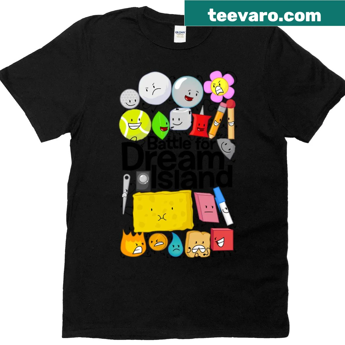 Bfdi-inspired graphic T-shirt featuring playful elements — on a men's t-shirt