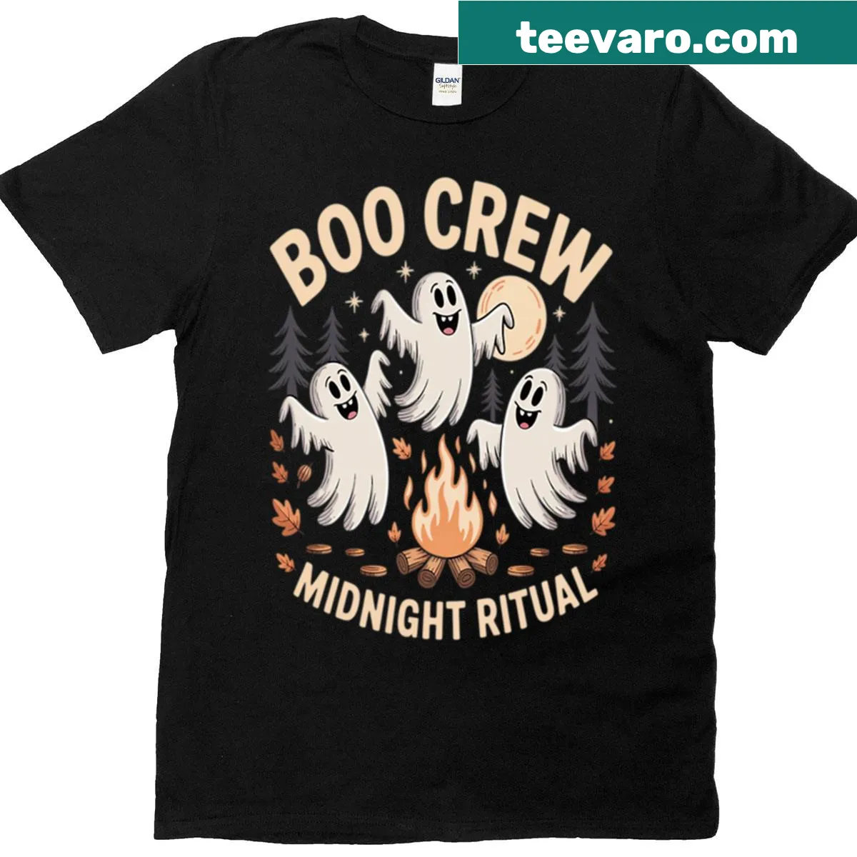 Whimsical ghost graphic T-shirt for Halloween celebrations. — on a men's t-shirt