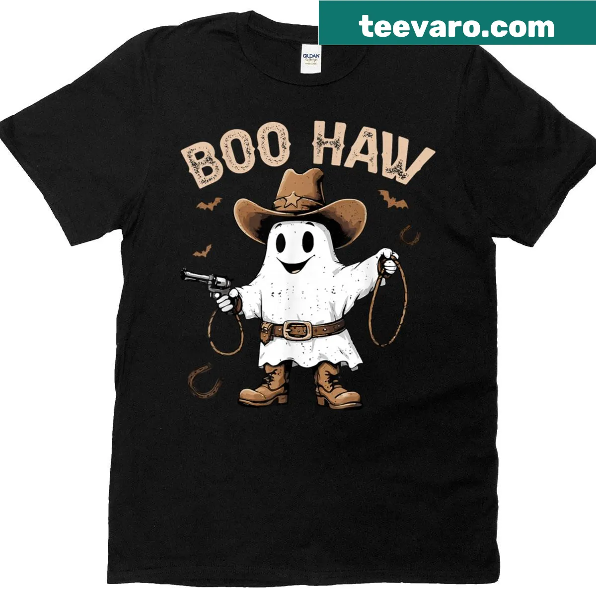 Cartoon ghost cowboy t-shirt for kids for Halloween — on a men's t-shirt