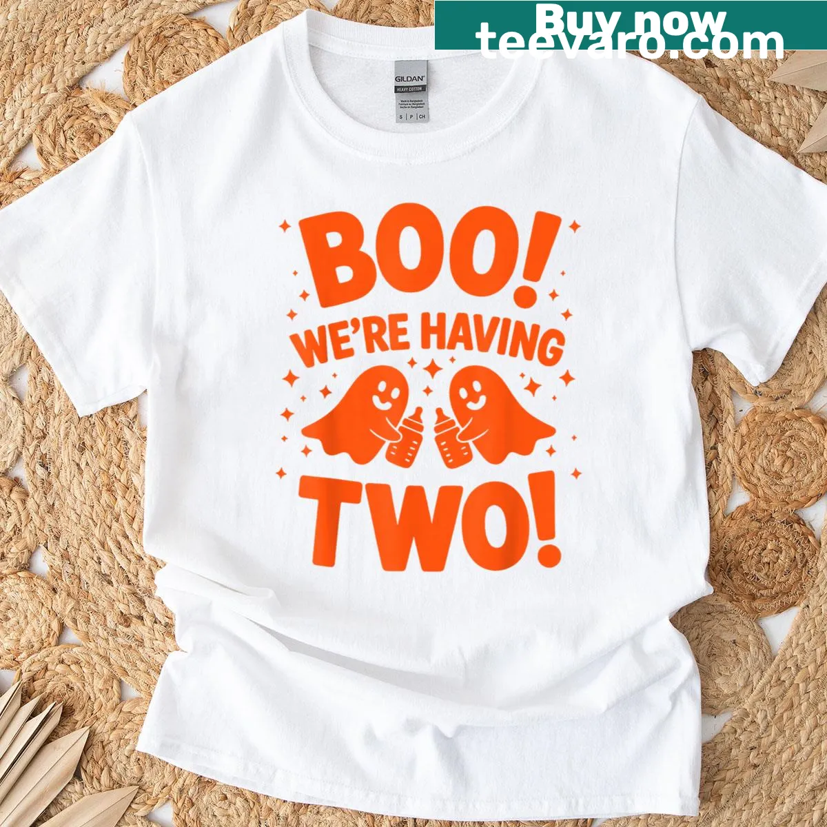 Funny Halloween reveal T-shirt with ghost illustrations. — on a men's t-shirt