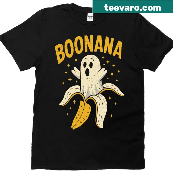 Cute ghost banana graphic on Halloween costume t-shirt for kids