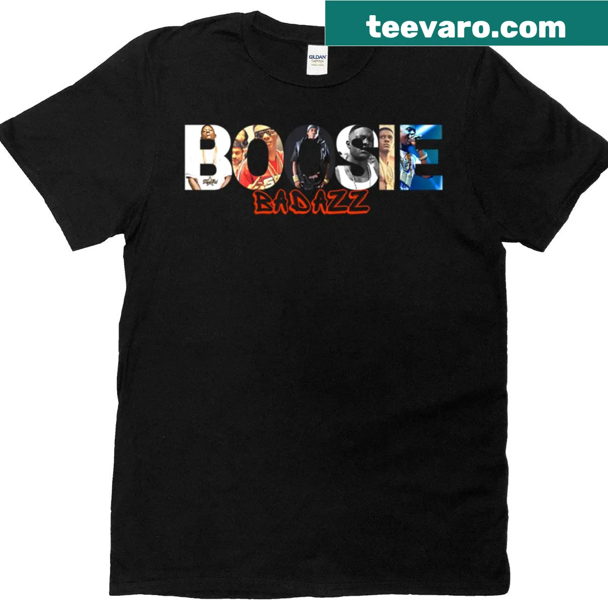 Sticker design t-shirt featuring Boosie Badazz — on a men's t-shirt