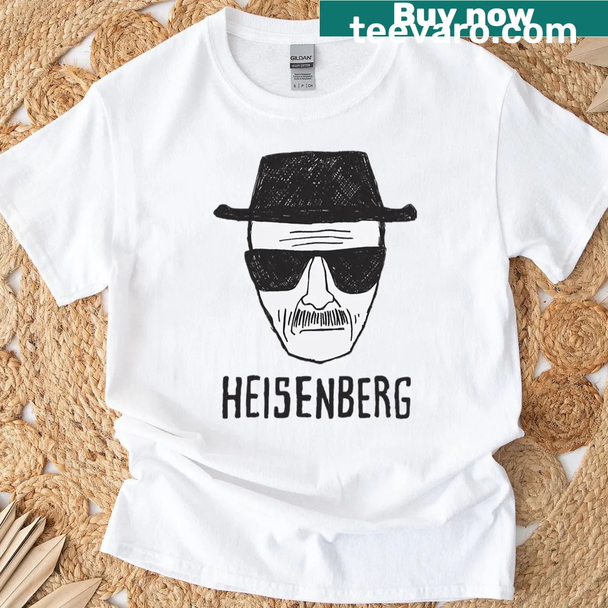 T-shirt featuring a drawing of Heisenberg from Breaking Bad — on a men's t-shirt
