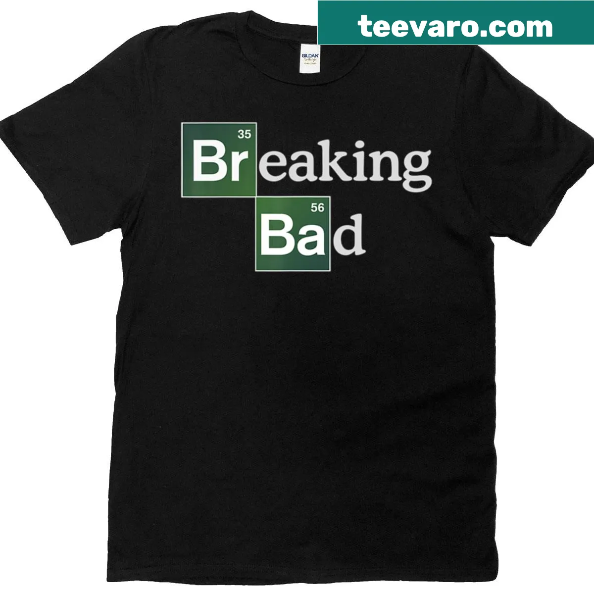Graphic T-shirt featuring the Breaking Bad periodic elements — on a men's t-shirt