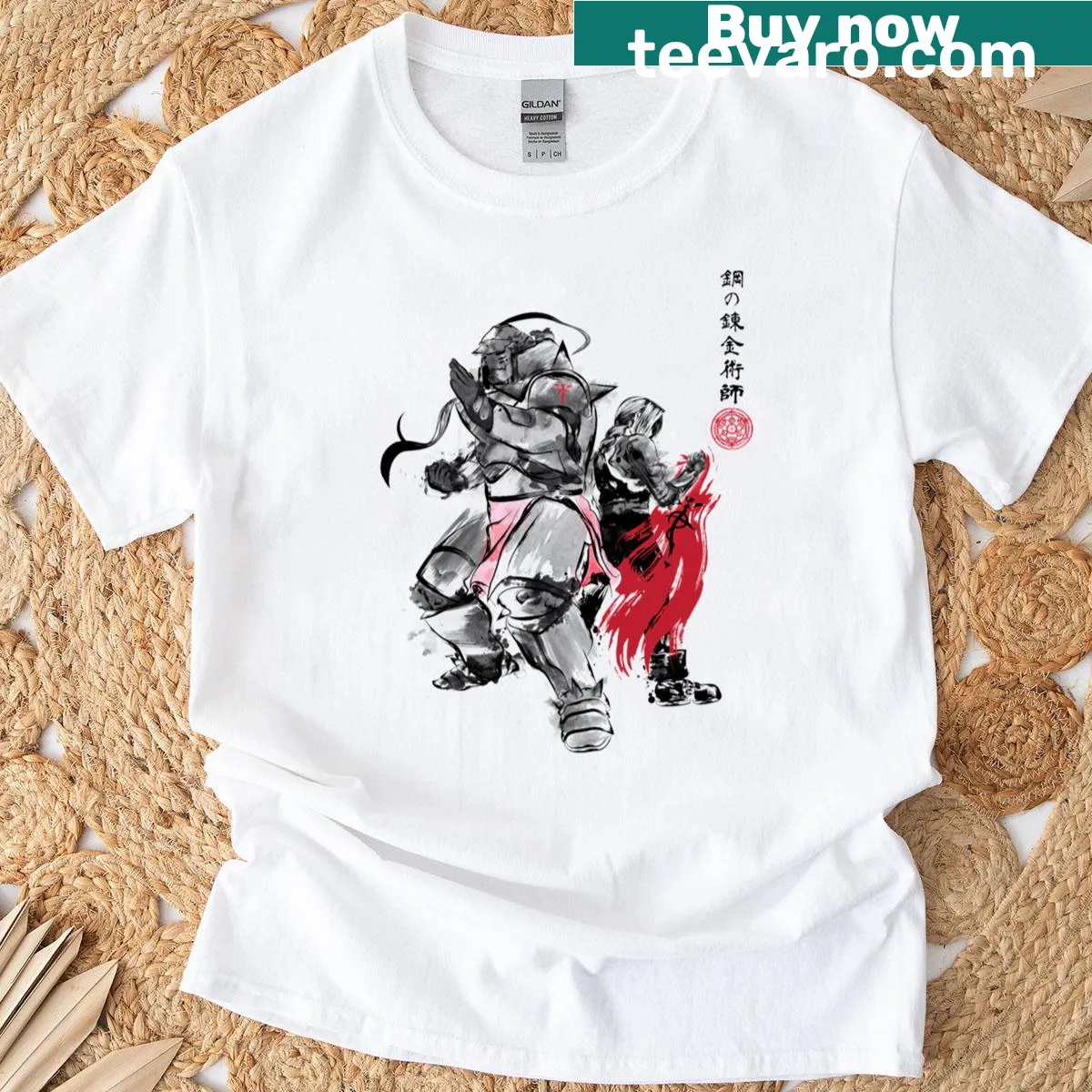 Minimalist brotherhood design t-shirt inspired by Sumi-e art — on a men's t-shirt