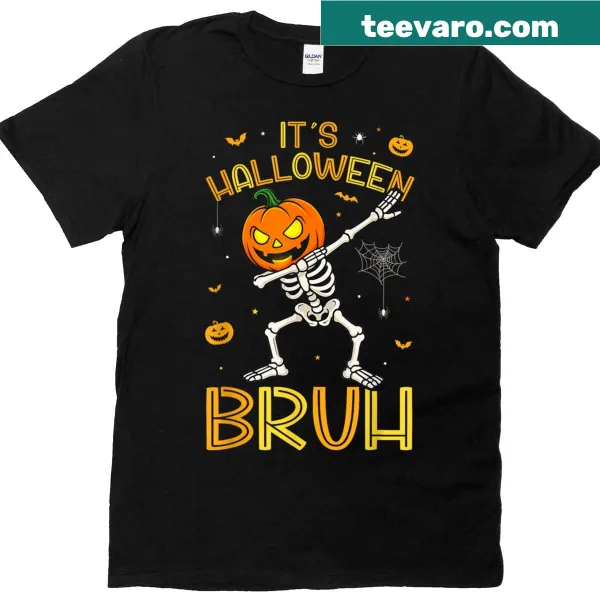 Funny dabbing skeleton design on a Halloween t-shirt
