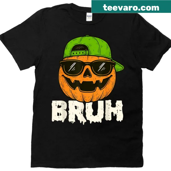 Funny Jack O Lantern T-shirt with the word 'Bruh' for Halloween