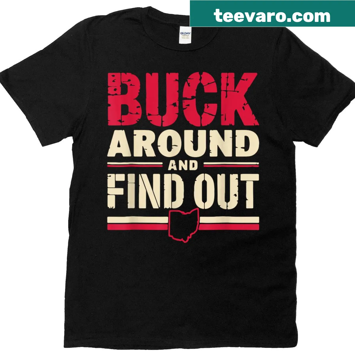 State t-shirt featuring map and Buckeye quote — on a men's t-shirt