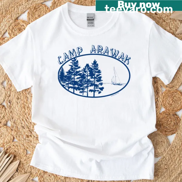 Illustrative Camp Arawak T-shirt featuring nature and outdoor themes