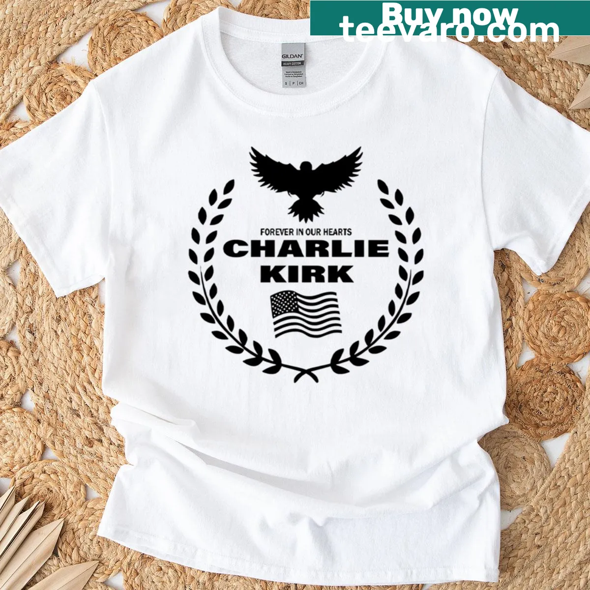 Playful typography T-shirt featuring Charlie Kirk's name — on a men's t-shirt