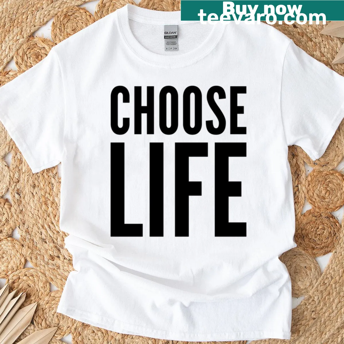 Vintage retro t-shirt with 'Choose Life' inspirational text — on a men's t-shirt