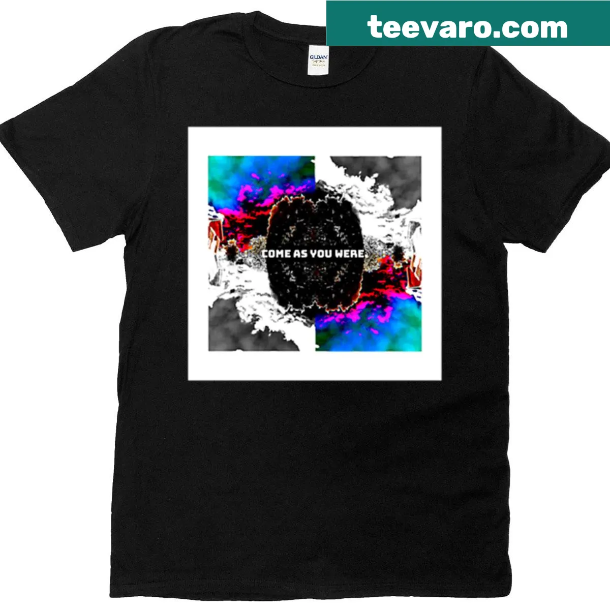 Minimalist T-shirt featuring the phrase 'Come As You Were' — on a men's t-shirt