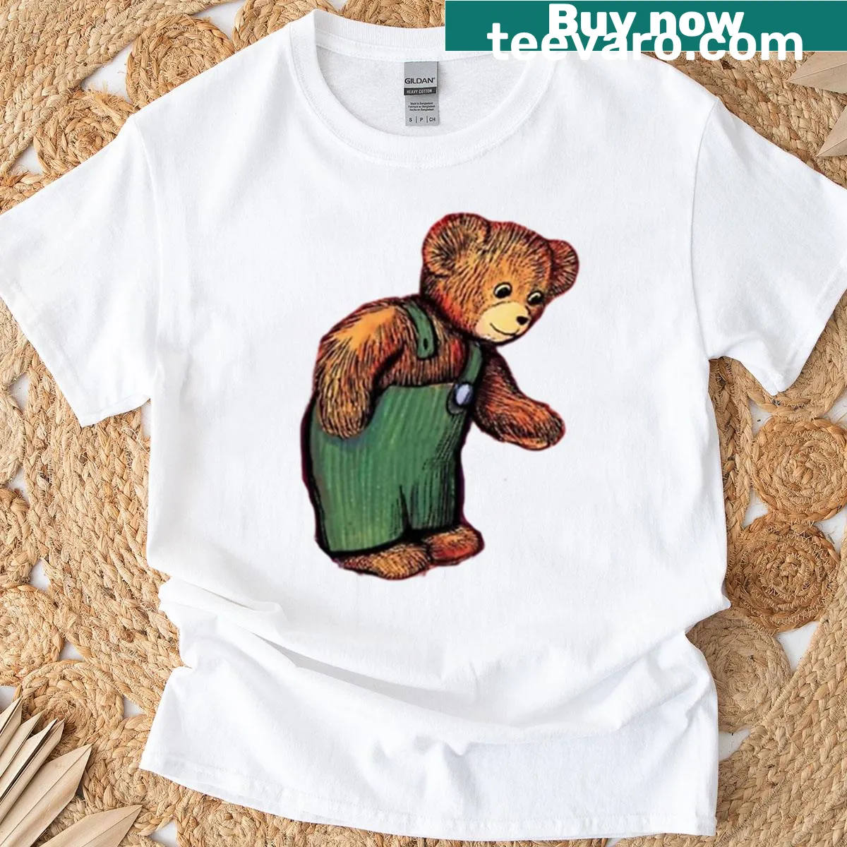 Illustrated bear cutout on children's T-shirt for story lovers — on a men's t-shirt