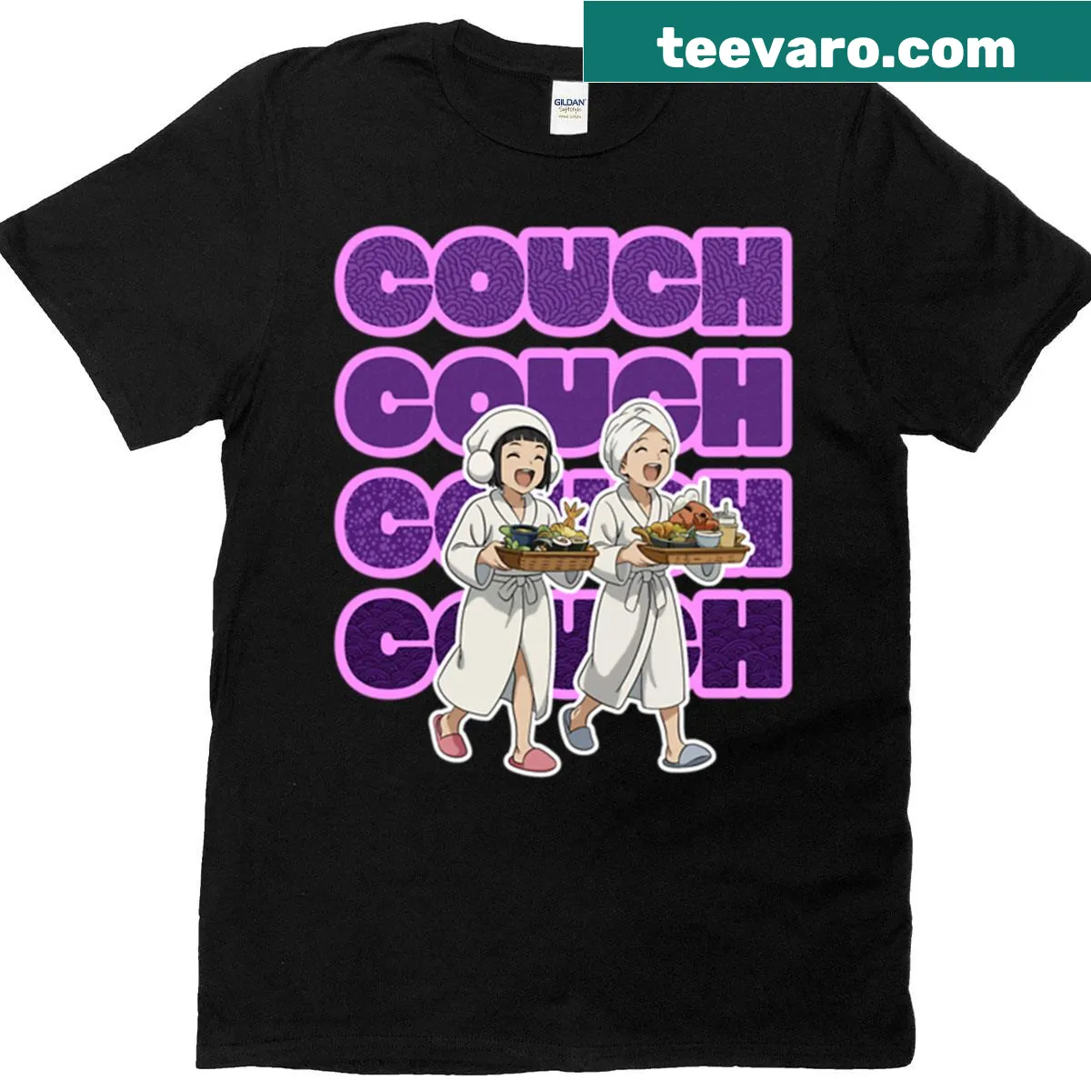 K-pop demon hunters lounging on a couch graphic t-shirt — on a men's t-shirt