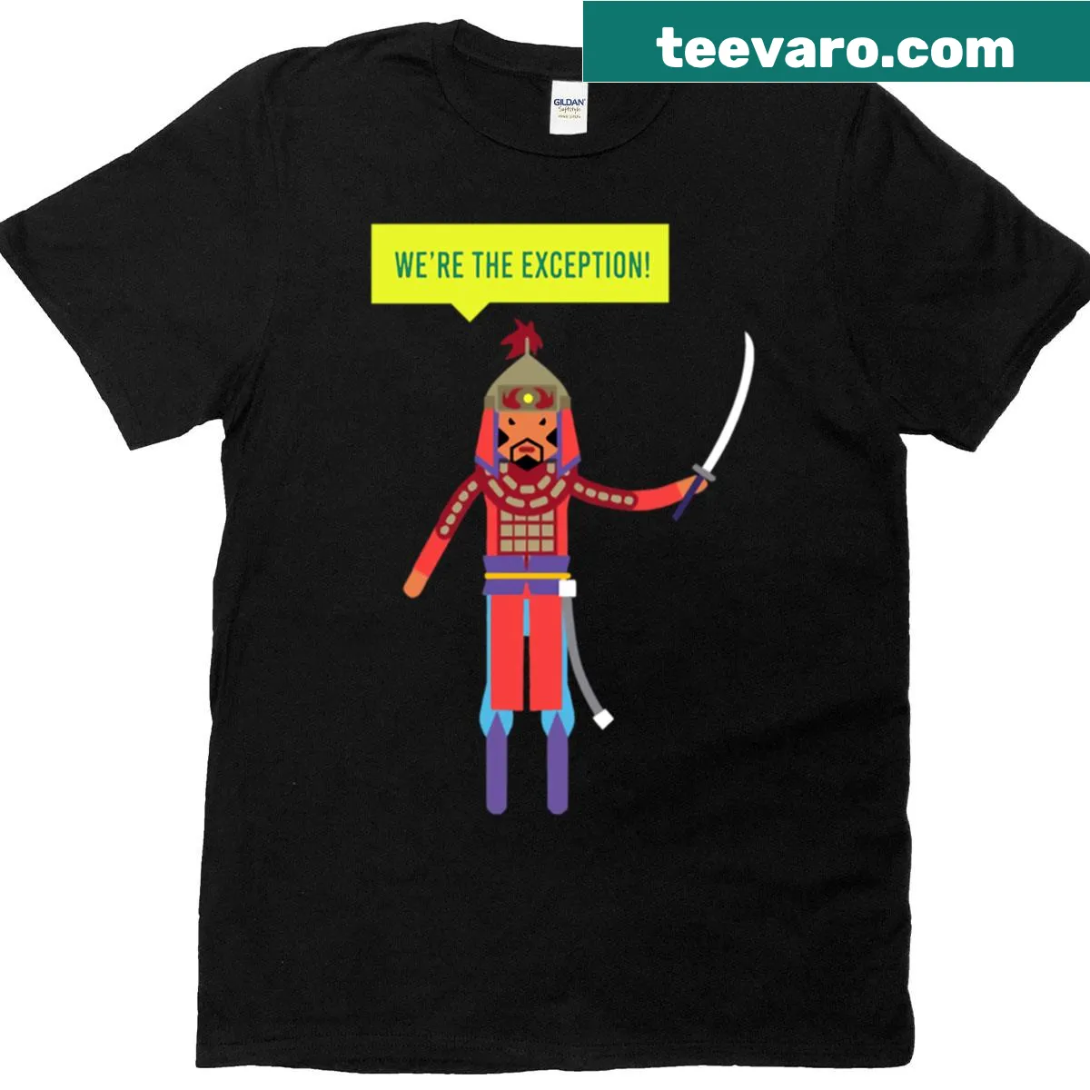 T-shirt with bold typography about Mongols history — on a men's t-shirt