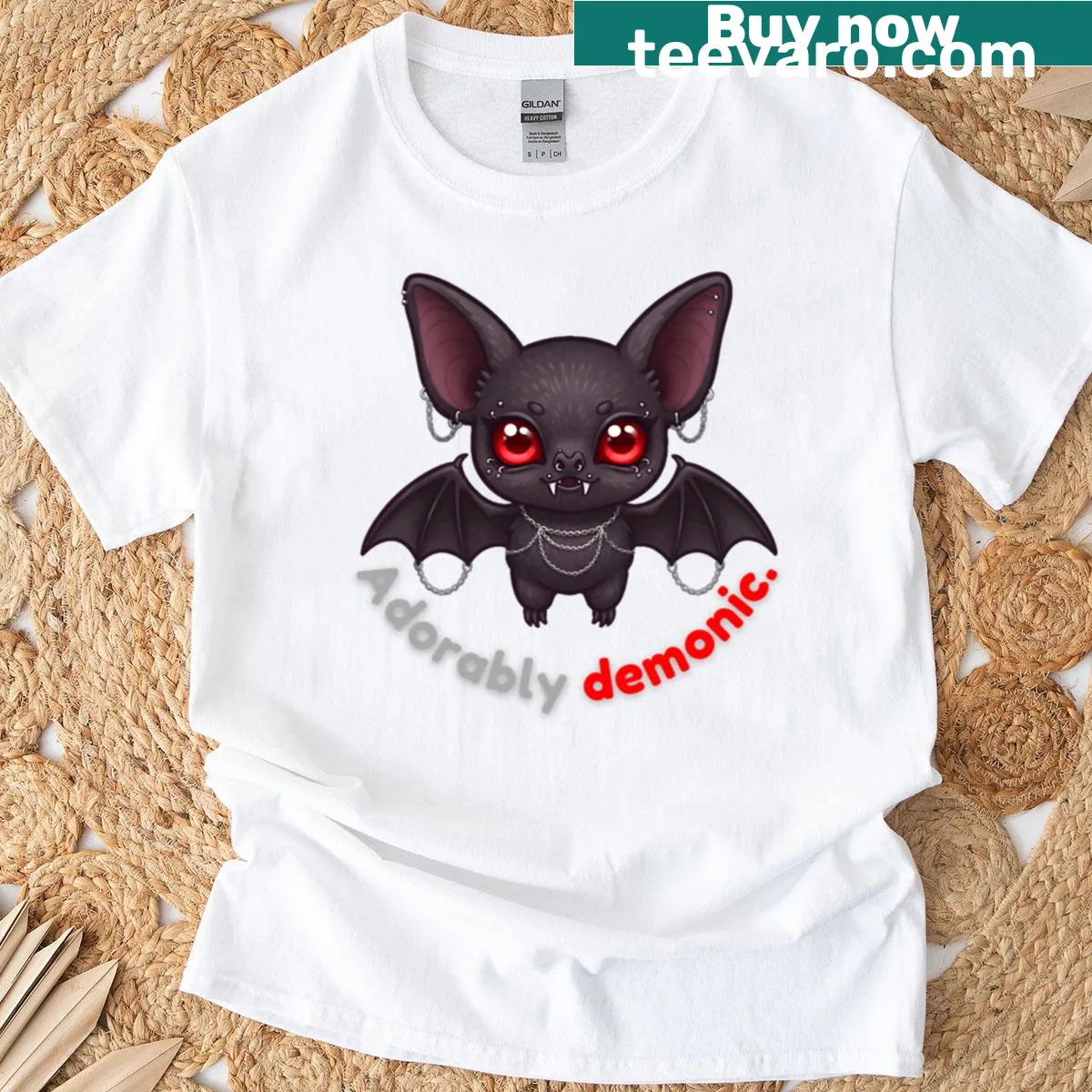 Creepy cute bat gothic art t-shirt design — on a men's t-shirt