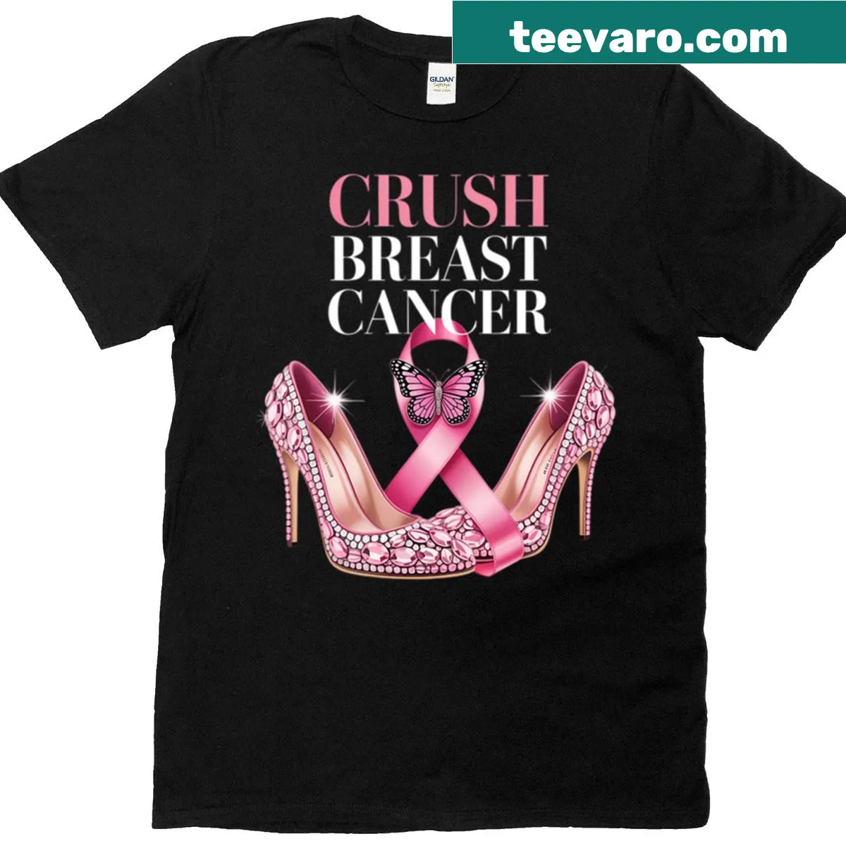 Bold text graphic supporting breast cancer awareness on the t-shirt. — on a men's t-shirt