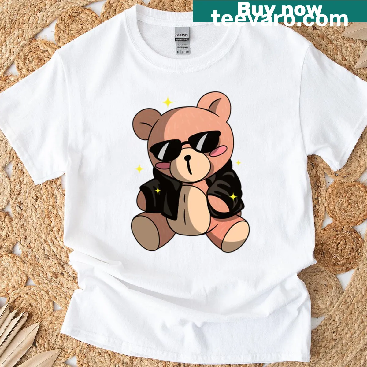 Cute animated bear graphic T-shirt for animal lovers. — on a men's t-shirt