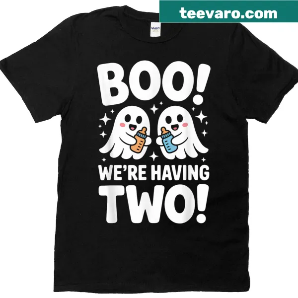 Cute ghost twins announcement t-shirt with fun text