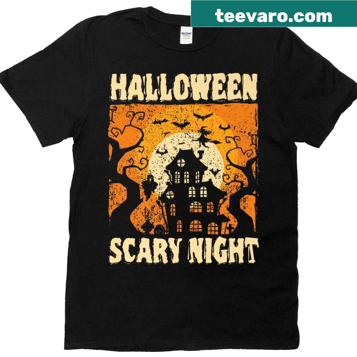 Cheerful Halloween themed T-shirt with playful designs for the season — on a men's t-shirt