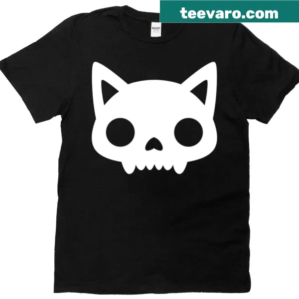 Minimalist cat skull Halloween t-shirt with a cute design
