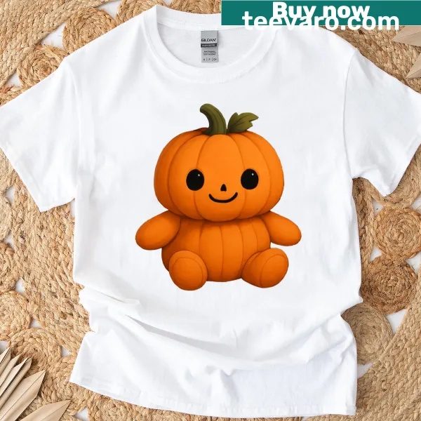 Cute pumpkin character graphic t-shirt for kids