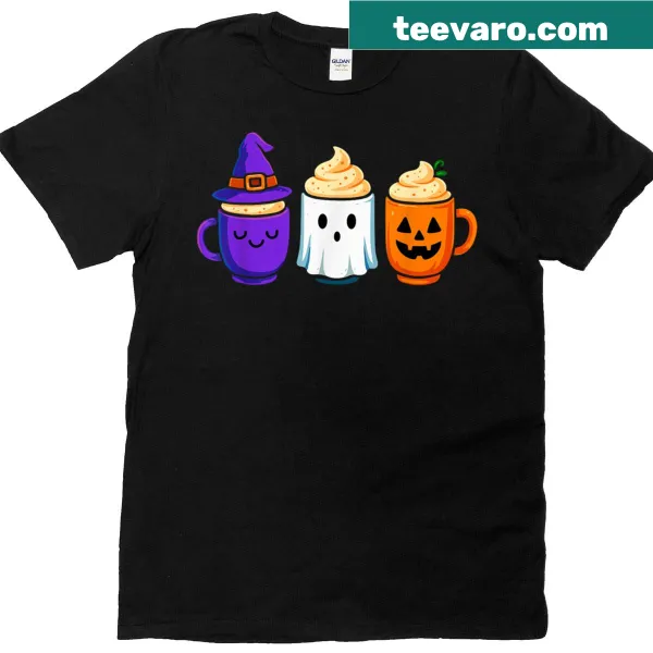 Funny Halloween t-shirt with a cute pumpkin ghost and witch