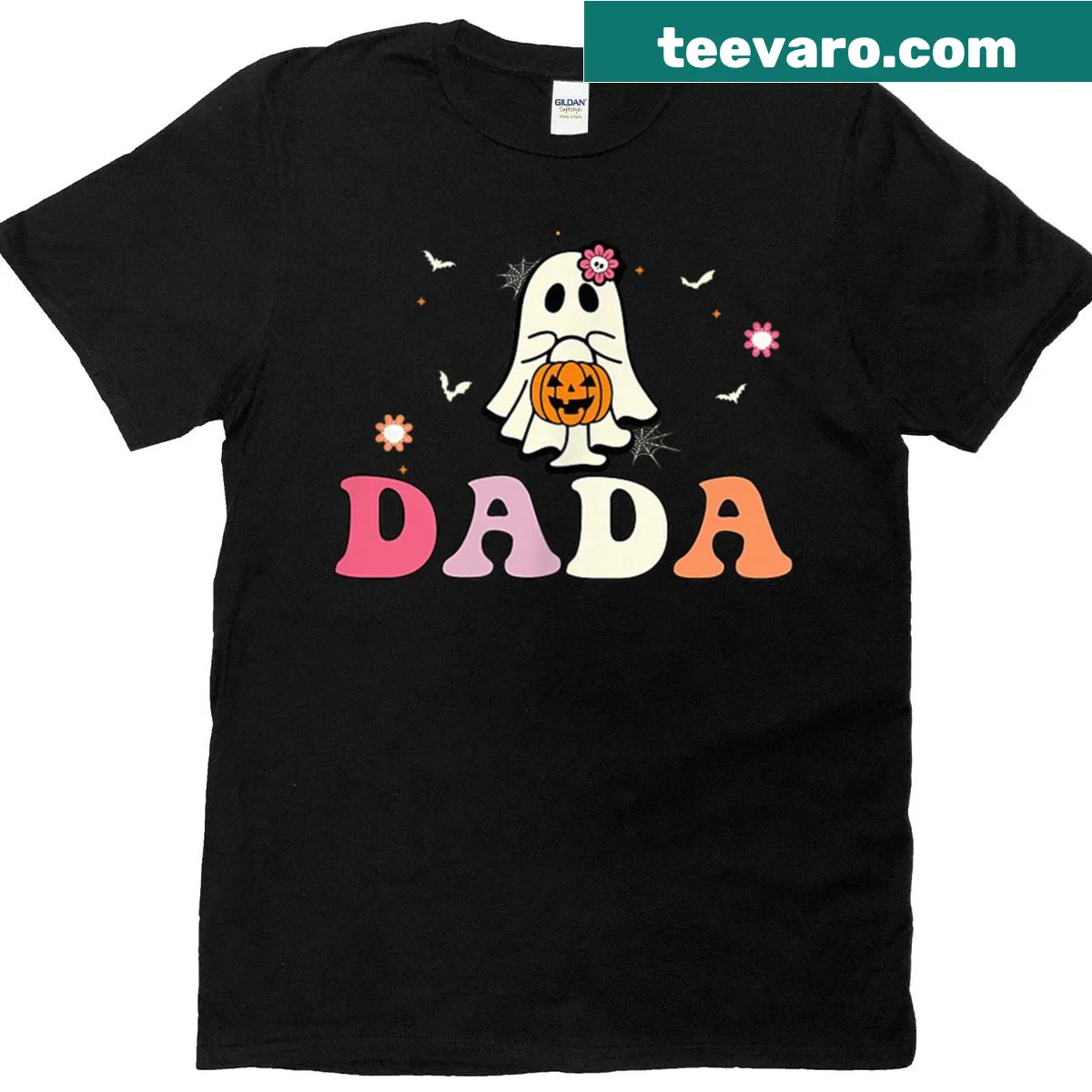 Spooky Dad t-shirt featuring a playful ghost design for Halloween — on a men's t-shirt