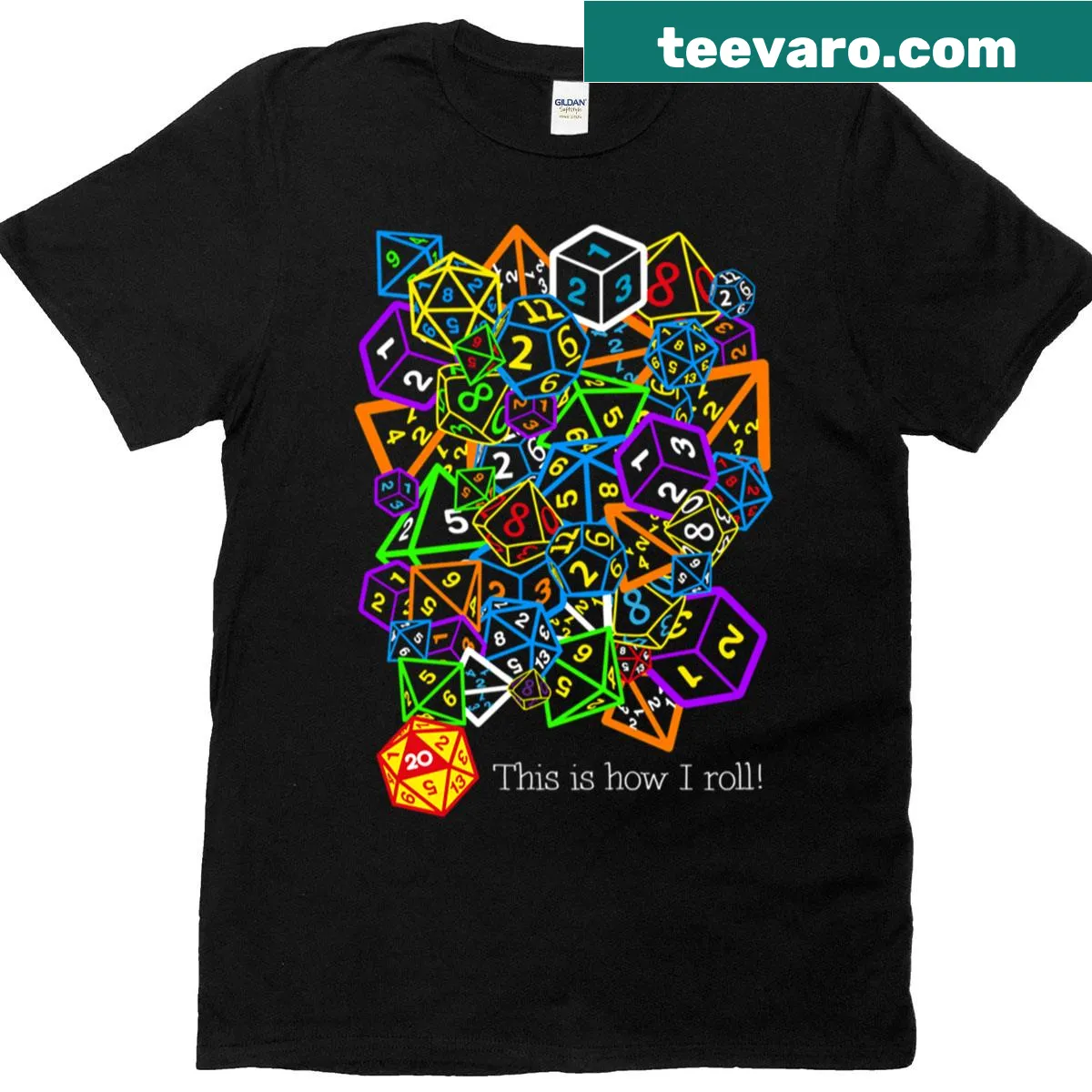 Fun Dungeons and Dragons t-shirt with playful typography — on a men's t-shirt