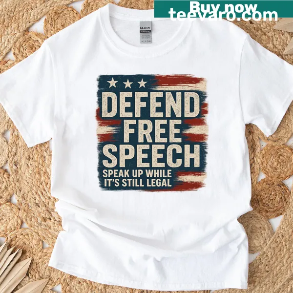 Vintage Americana graphic T-shirt with a bold free speech message