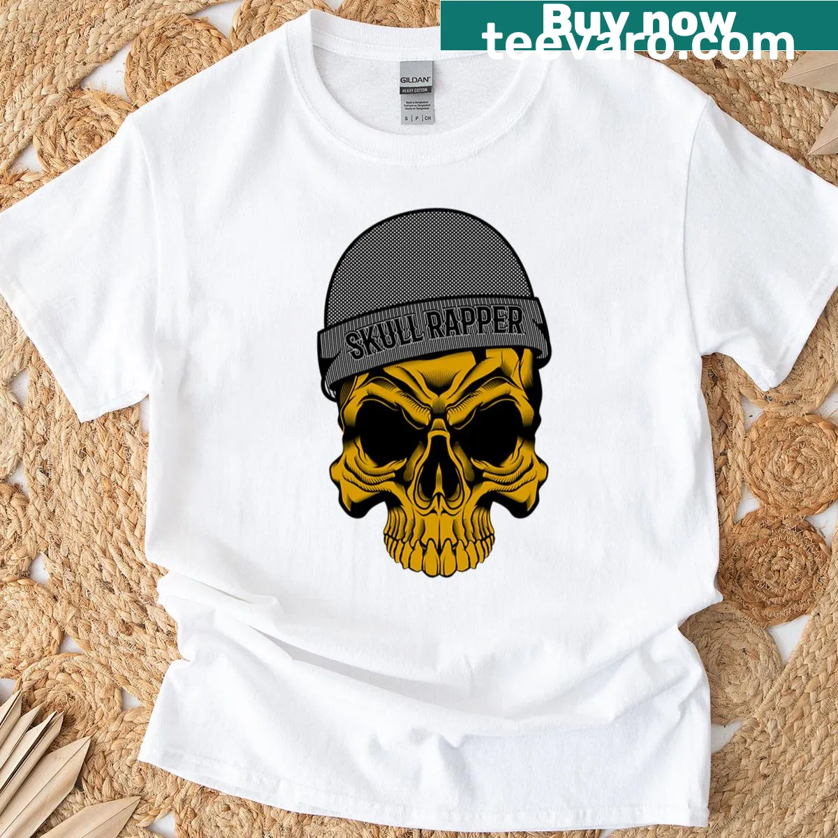 Illustration of a demon skull with a hat on T-shirt. — on a men's t-shirt