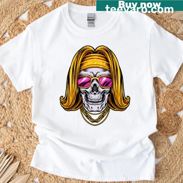 Fashionable demon skull graphic on a t-shirt