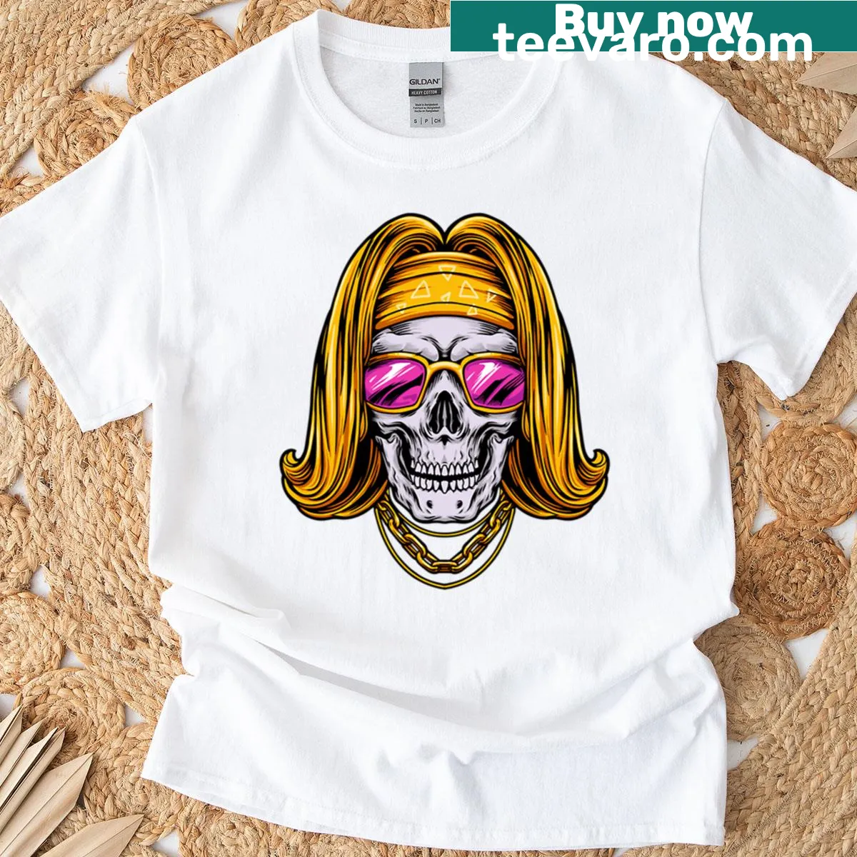 Fashionable demon skull graphic on a t-shirt — on a men's t-shirt