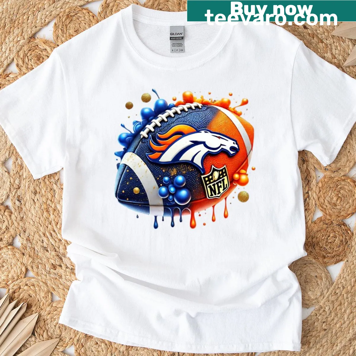 Denver Broncos Super Bowl legacy graphic on a t-shirt — on a men's t-shirt
