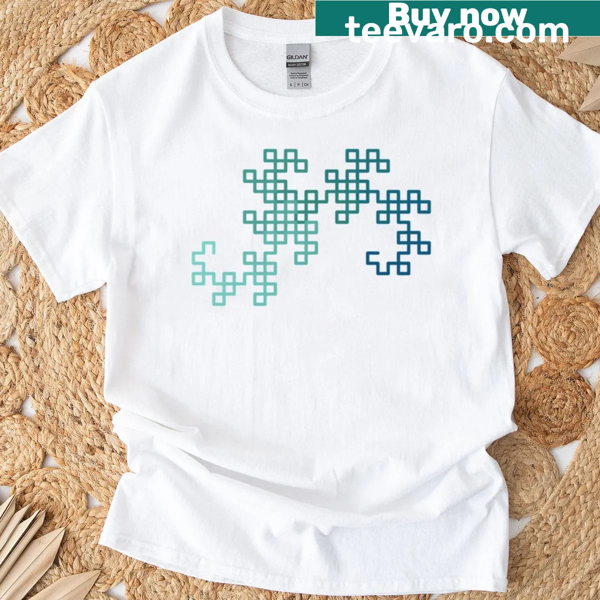 Abstract dragon curve fractal design on a t-shirt — on a men's t-shirt
