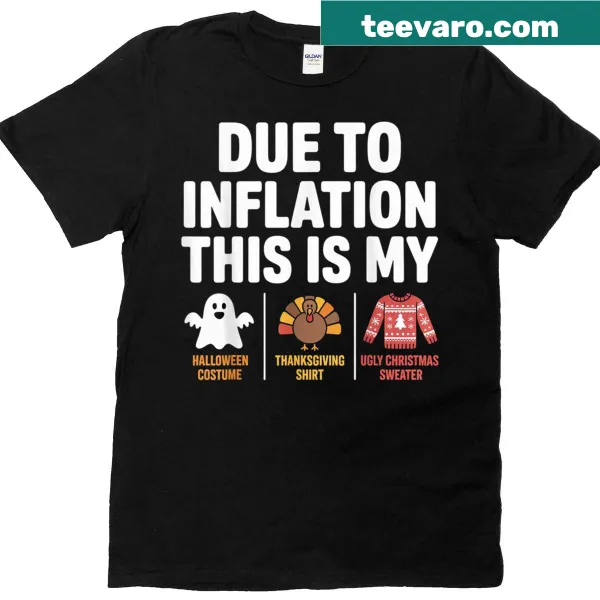 Funny Halloween costume t-shirt featuring pumpkins and inflation joke