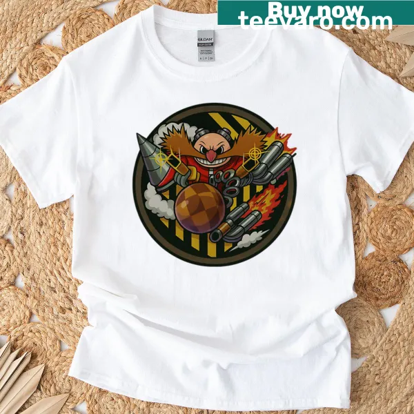 Cartoon-style Eggman T-shirt with a circular whimsical design